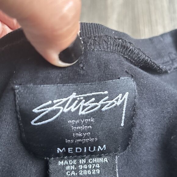 Vintage Y2K Stussy 8 Ball Logo Japan Women’s Black Midi Dress Size Medium - Picture 9 of 12